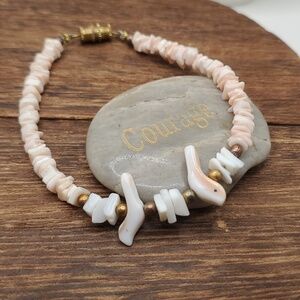 B2440 tribal fetishes mother of pearl doves paradise bracelet rare